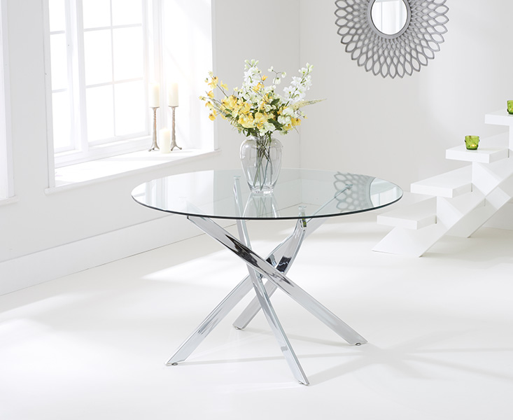 Product photograph of Denver 110cm Glass Dining Table from Oak Furniture Superstore