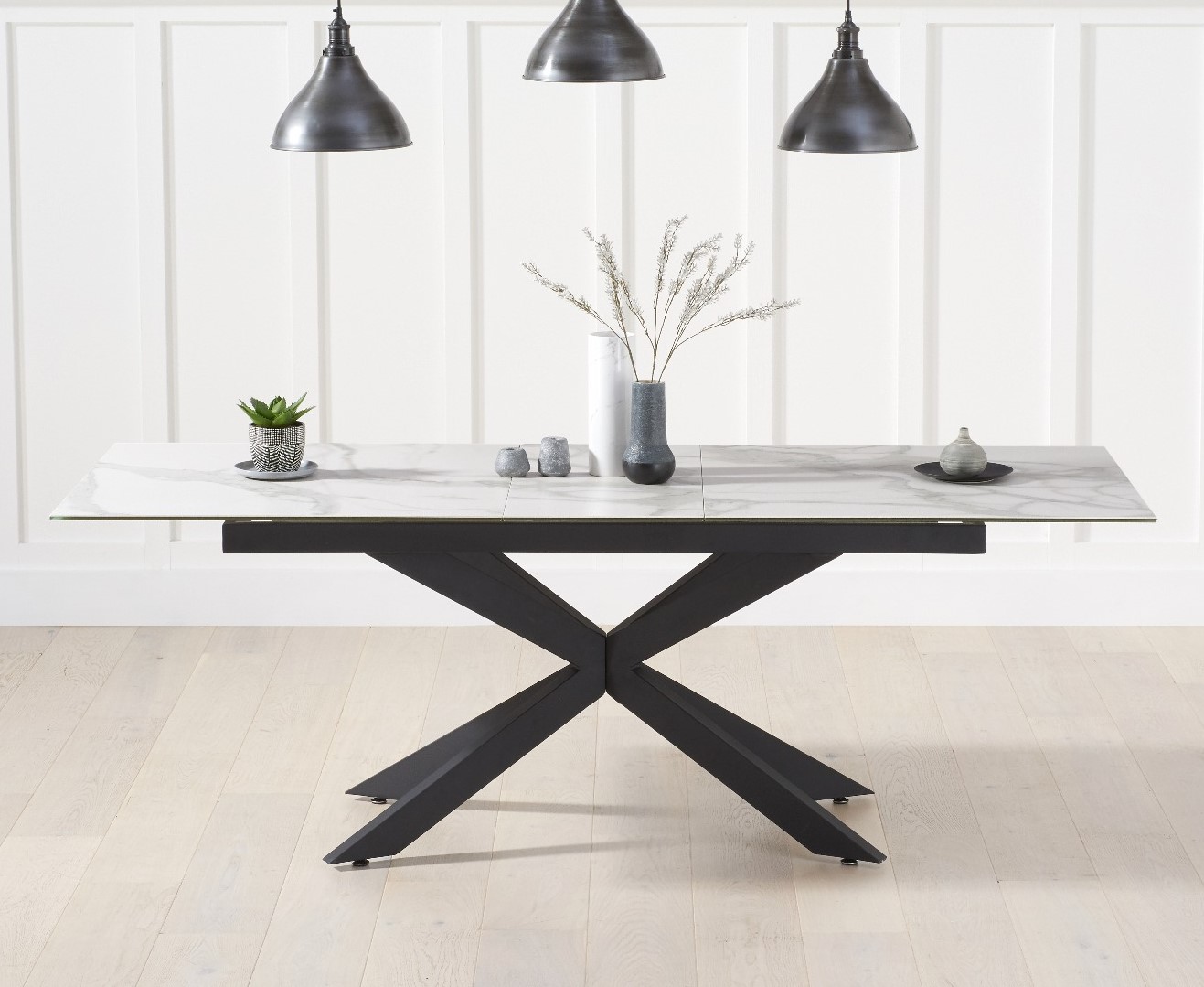 Product photograph of Boston 180cm Extending White Ceramic Dining Table from Oak Furniture Superstore