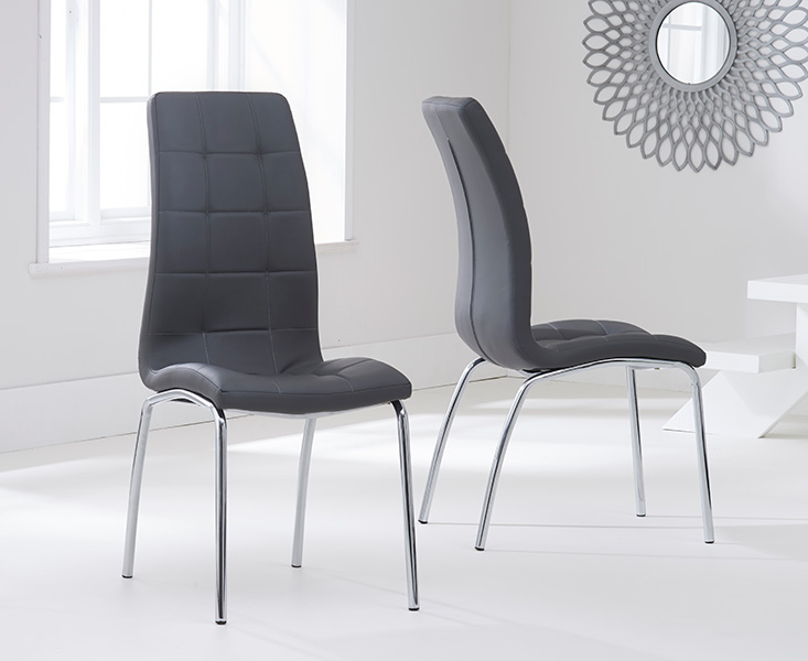 Product photograph of Calgary Charcoal Grey Faux Leather Dining Chairs from Oak Furniture Superstore