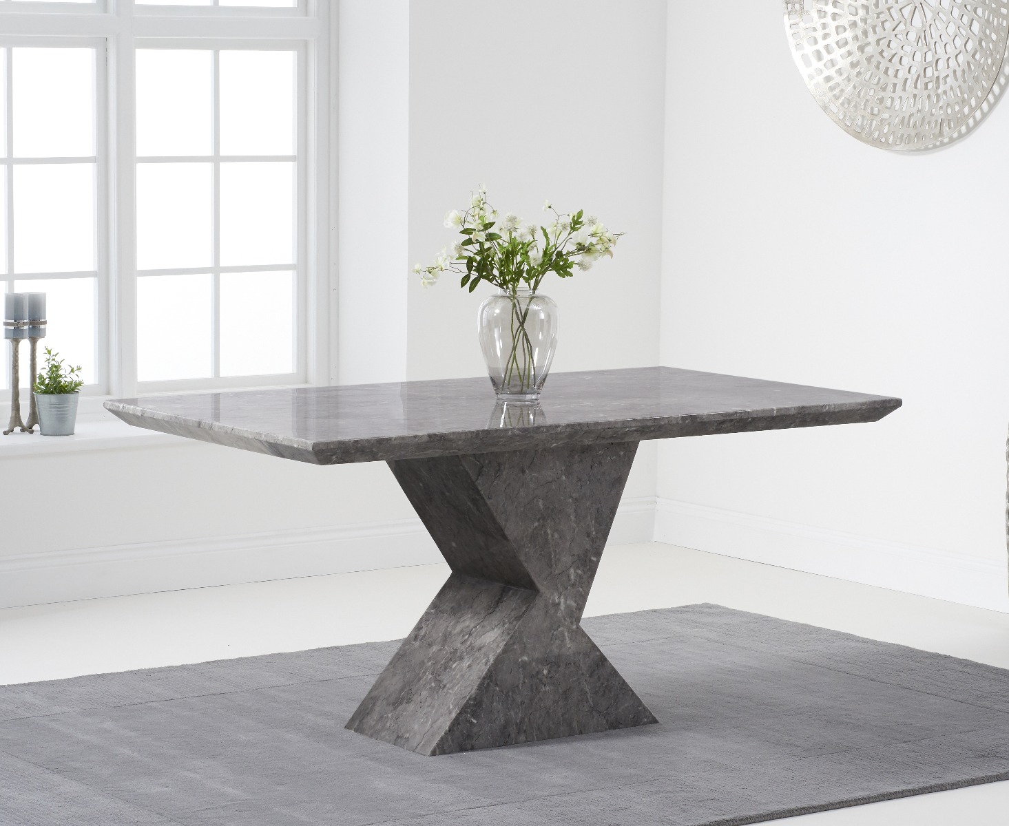 Aaron 160cm Marble Grey Dining Table