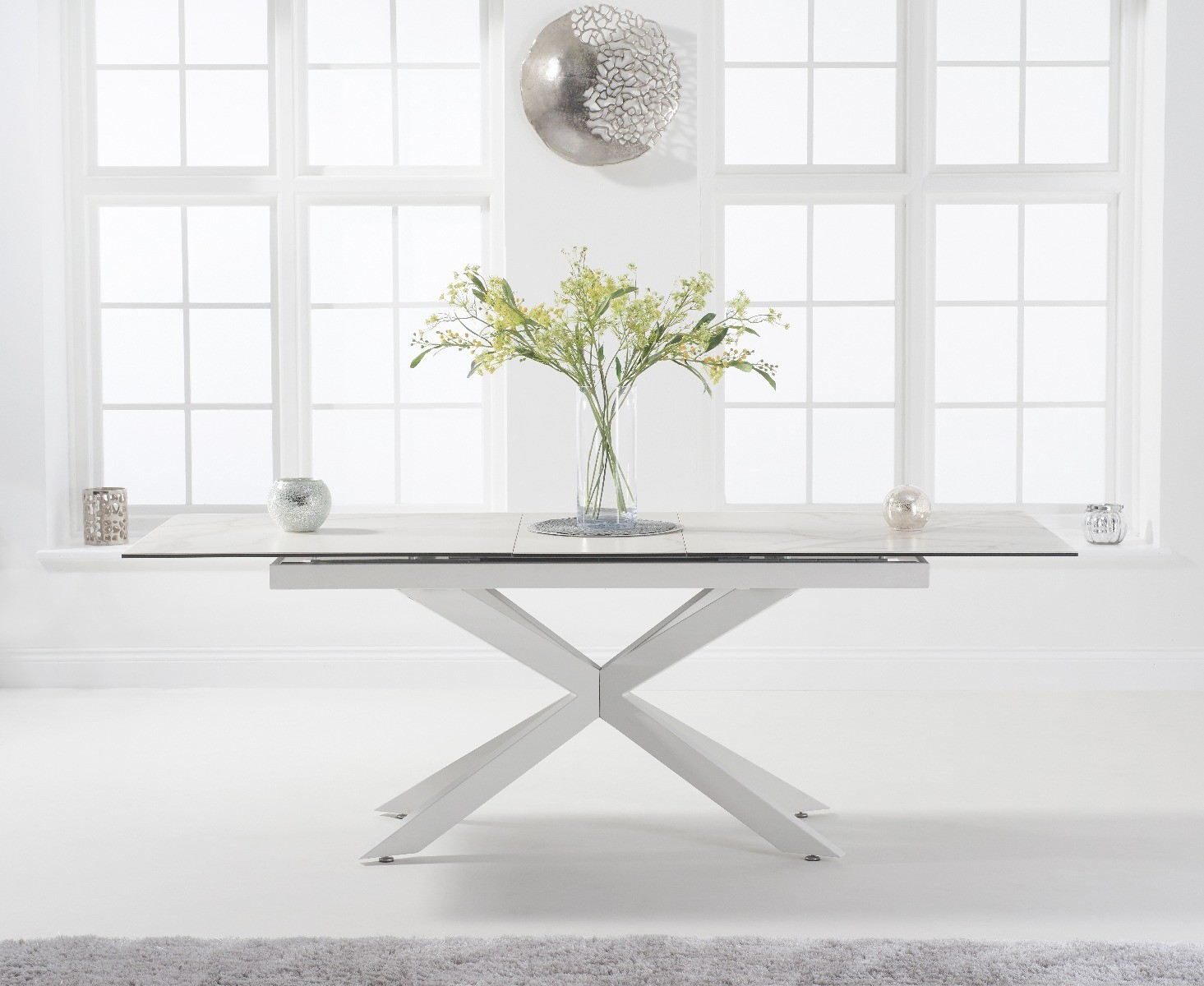 Boston 180cm Extending White Ceramic Dining Table With White Leg