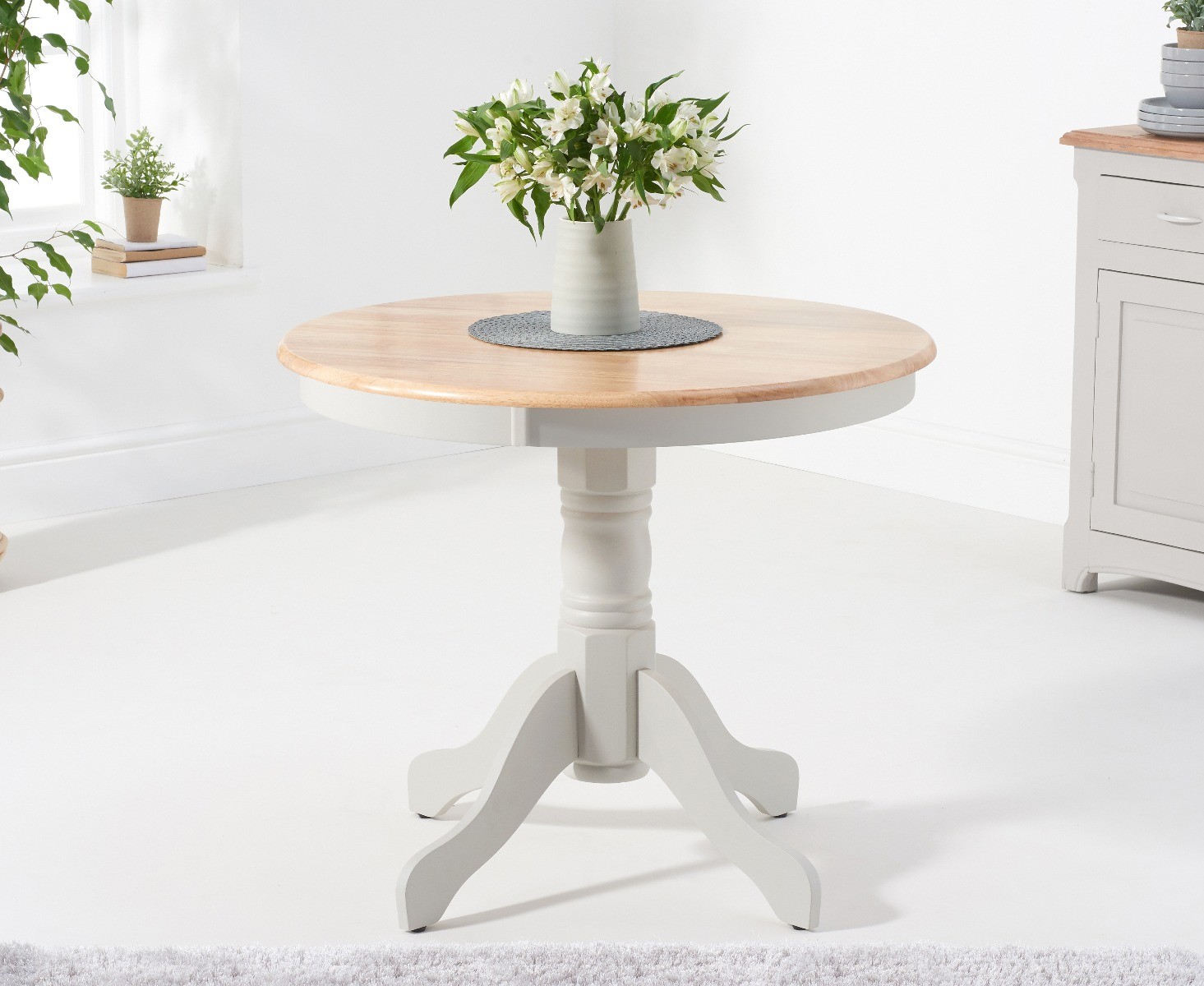 Epsom 90cm Grey Painted Pedestal Dining Table