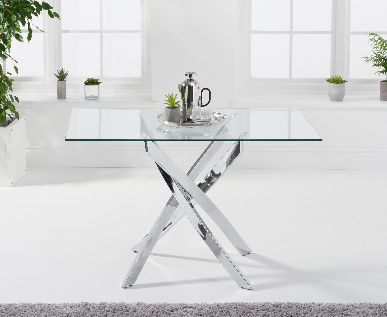 Product photograph of Denver 120cm Rectangular Glass Dining Table from Oak Furniture Superstore
