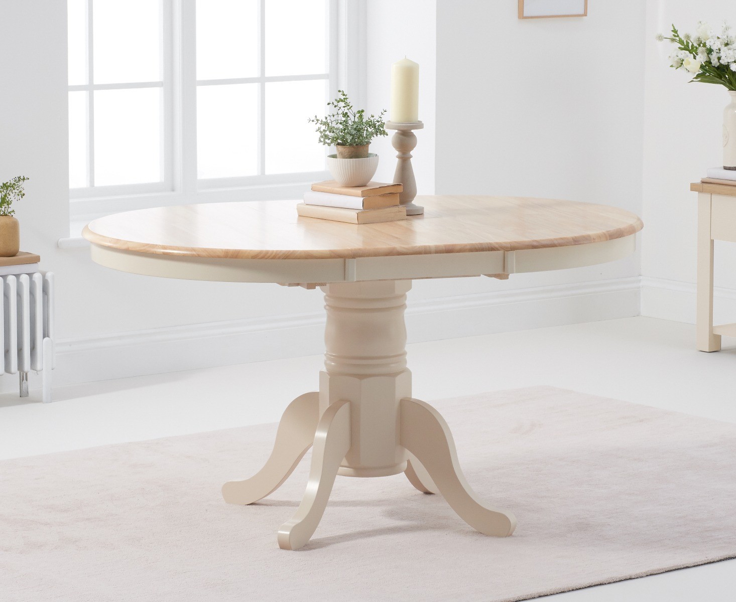 Epsom Cream Painted Extending Pedestal Dining Table