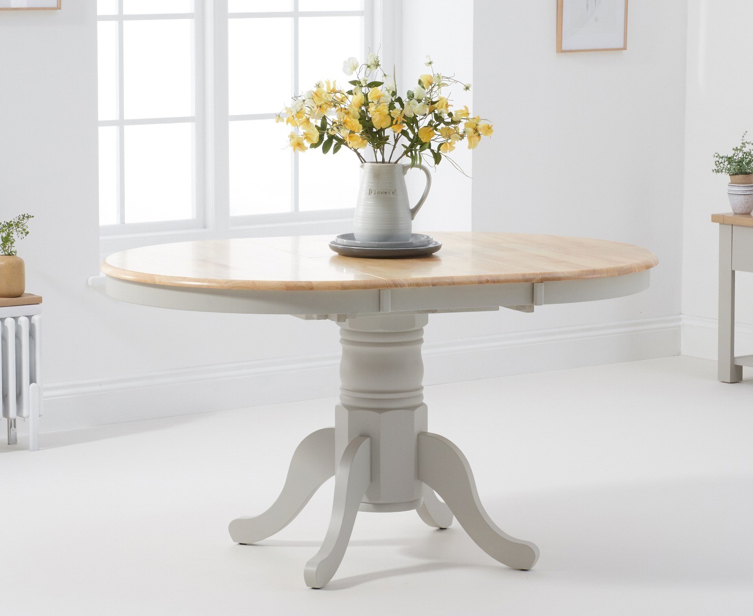Product photograph of Epsom Grey And Oak Painted Extending Dining Table from Oak Furniture Superstore