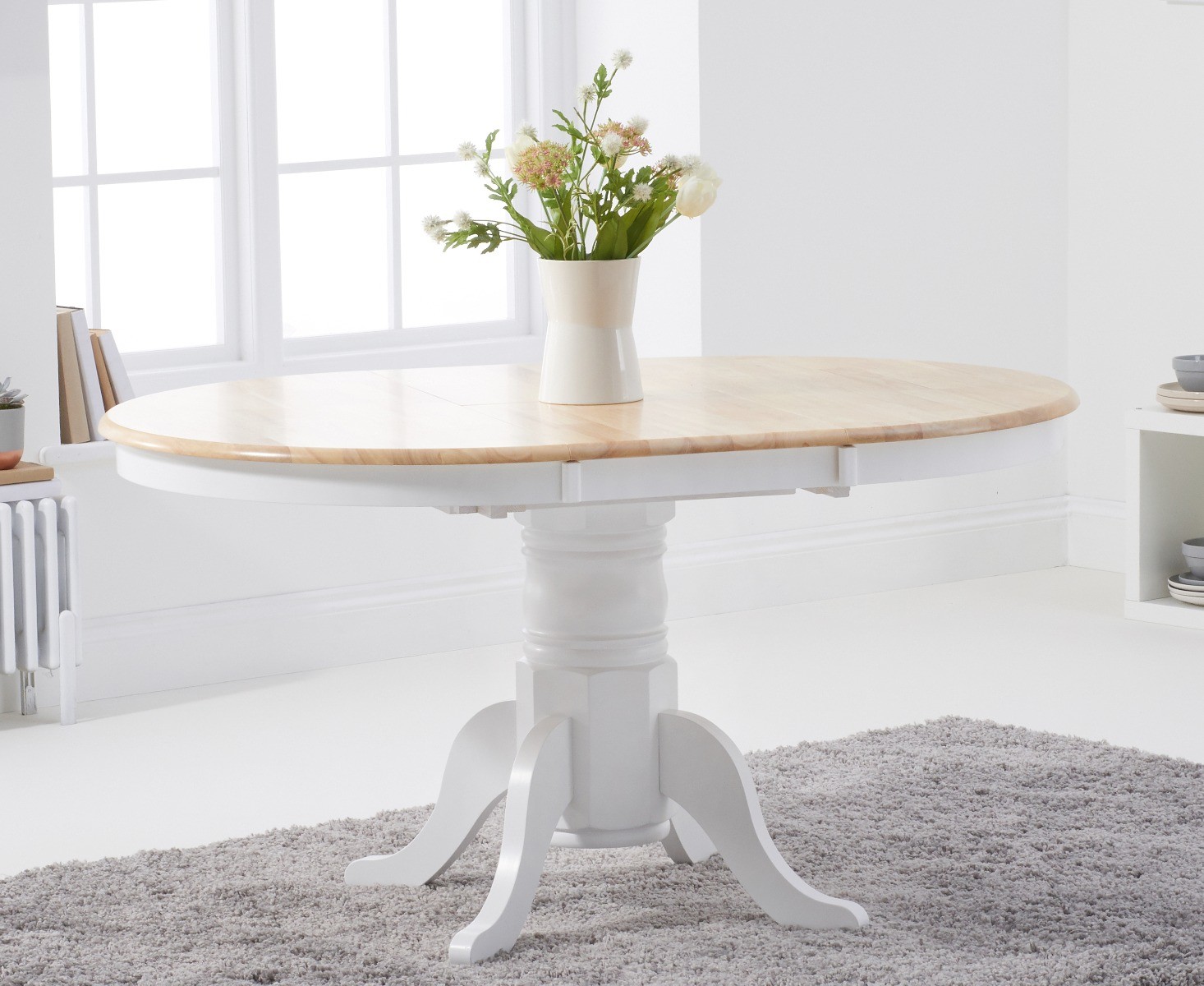 Product photograph of Epsom White And Oak Painted Extending Dining Table from Oak Furniture Superstore