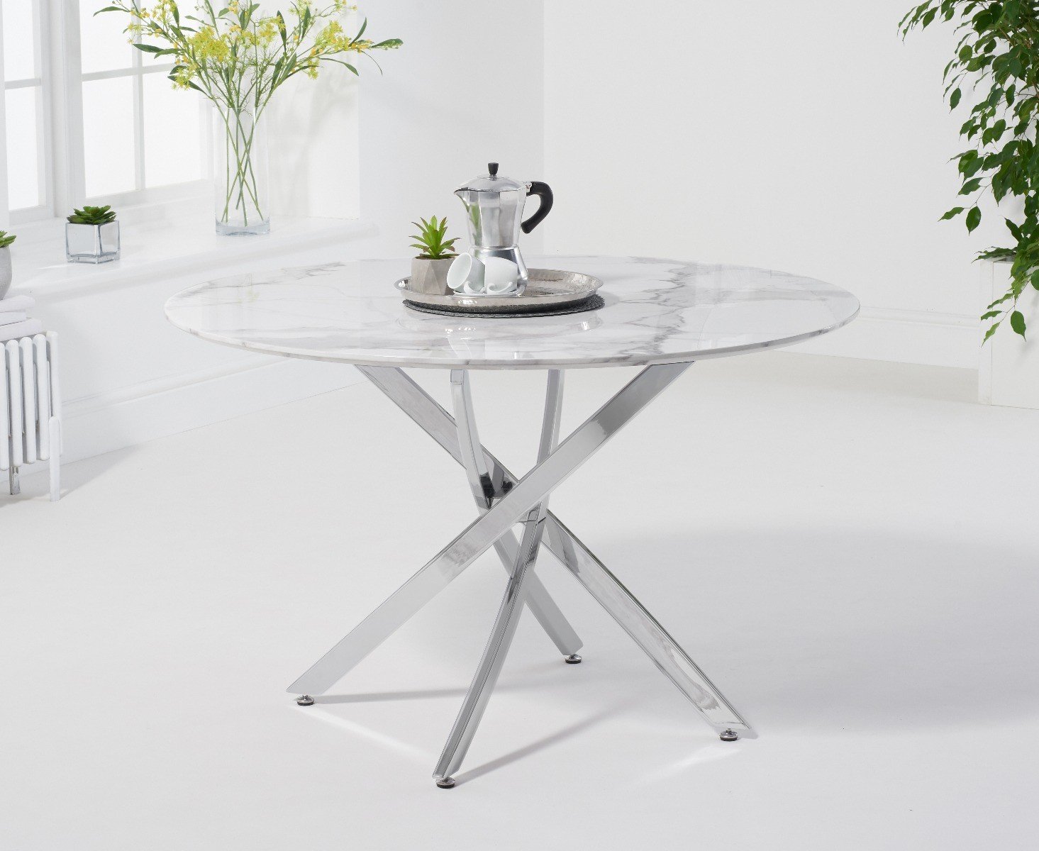 Carter 120cm Round White Marble Dining Table