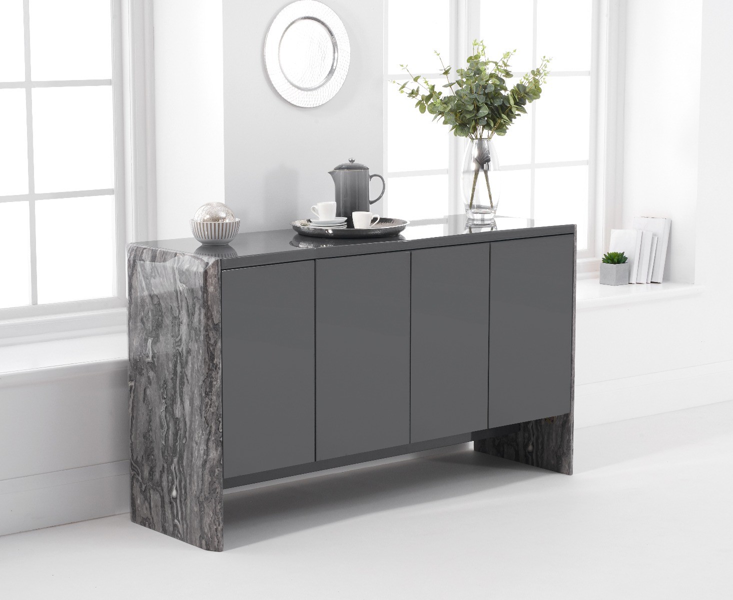 Product photograph of Dorit 140cm Grey Marble Sideboard from Oak Furniture Superstore