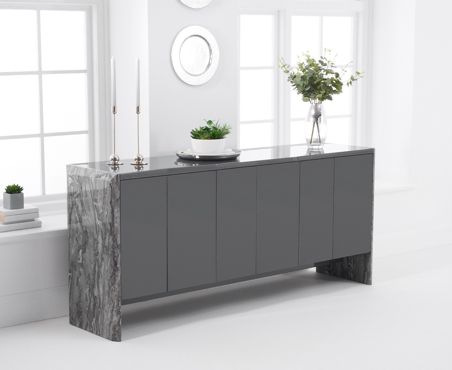 Product photograph of Dorit 180cm Grey Marble Sideboard from Oak Furniture Superstore