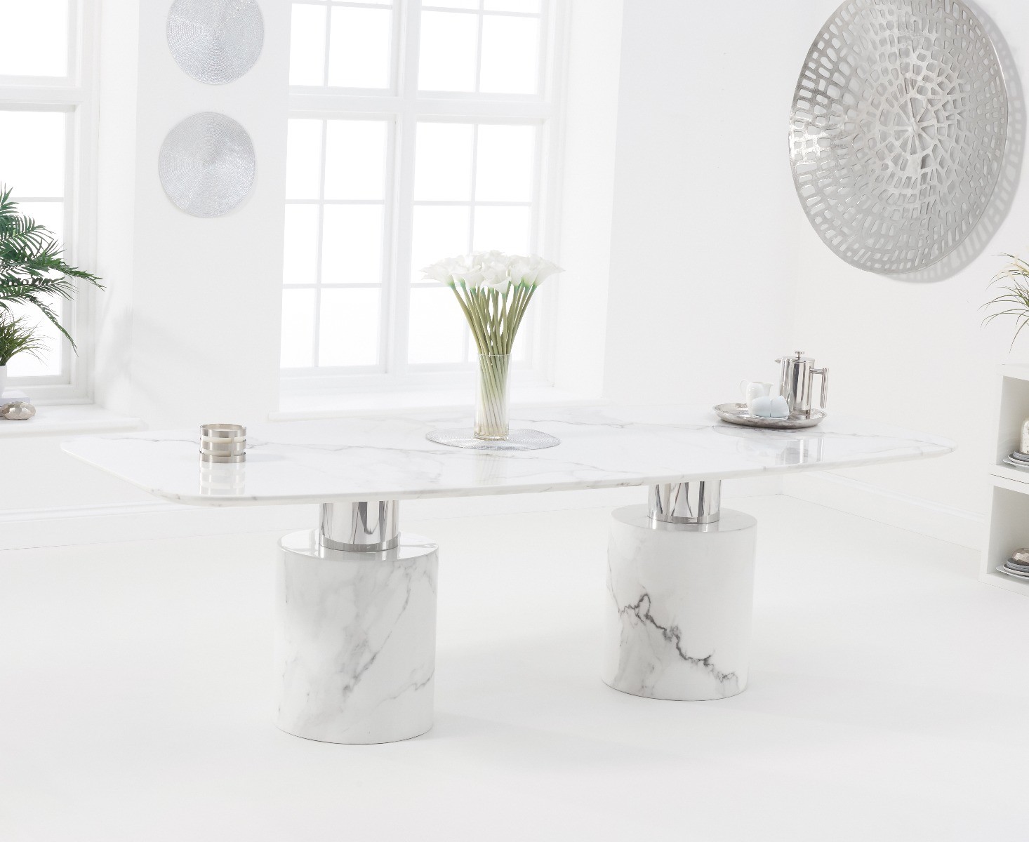 Antonio 260cm White Marble Dining Table