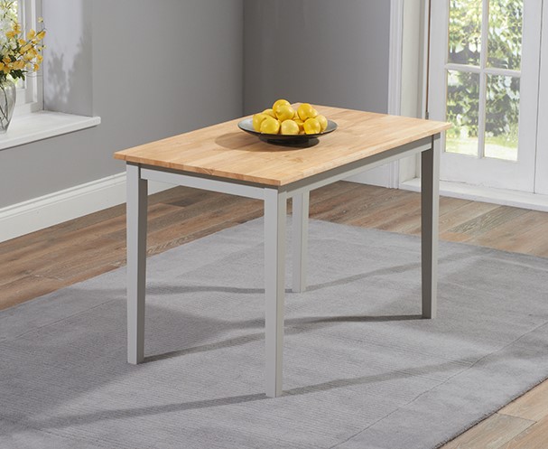 Chiltern 114cm Grey and Oak Painted Dining Table at Oak Furniture Superstore