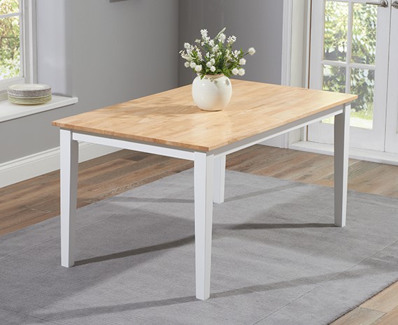 Product photograph of Chiltern 150cm White And Oak Painted Dining Table from Oak Furniture Superstore