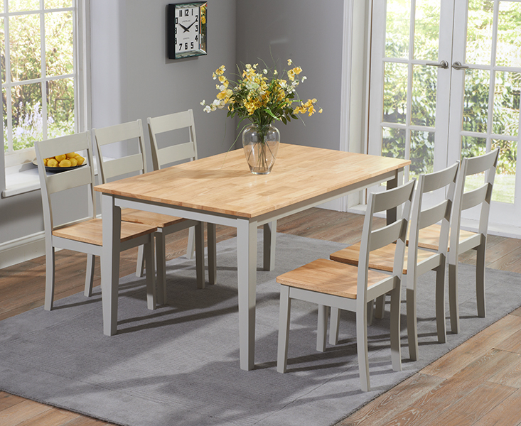 Product photograph of Chiltern 150cm Oak Grey Painted Dining Table Set With 4 Oak And Grey Chairs from Oak Furniture Superstore