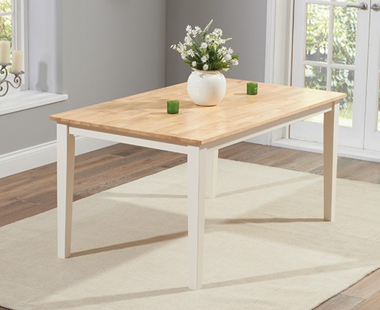 Product photograph of Chiltern 150cm Cream And Oak Painted Dining Table from Oak Furniture Superstore