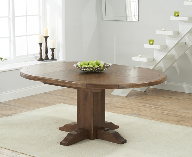 Product photograph of Torino Dark Oak Extending Pedestal Dining Table from Oak Furniture Superstore