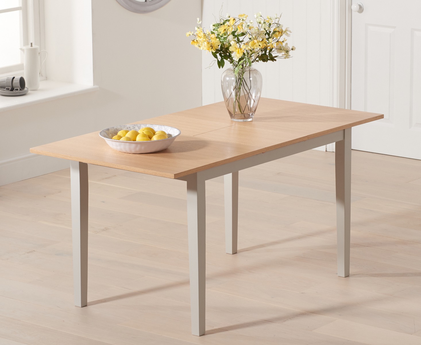 Product photograph of Chiltern 120cm Extending Grey And Oak Painted Dining Table from Oak Furniture Superstore