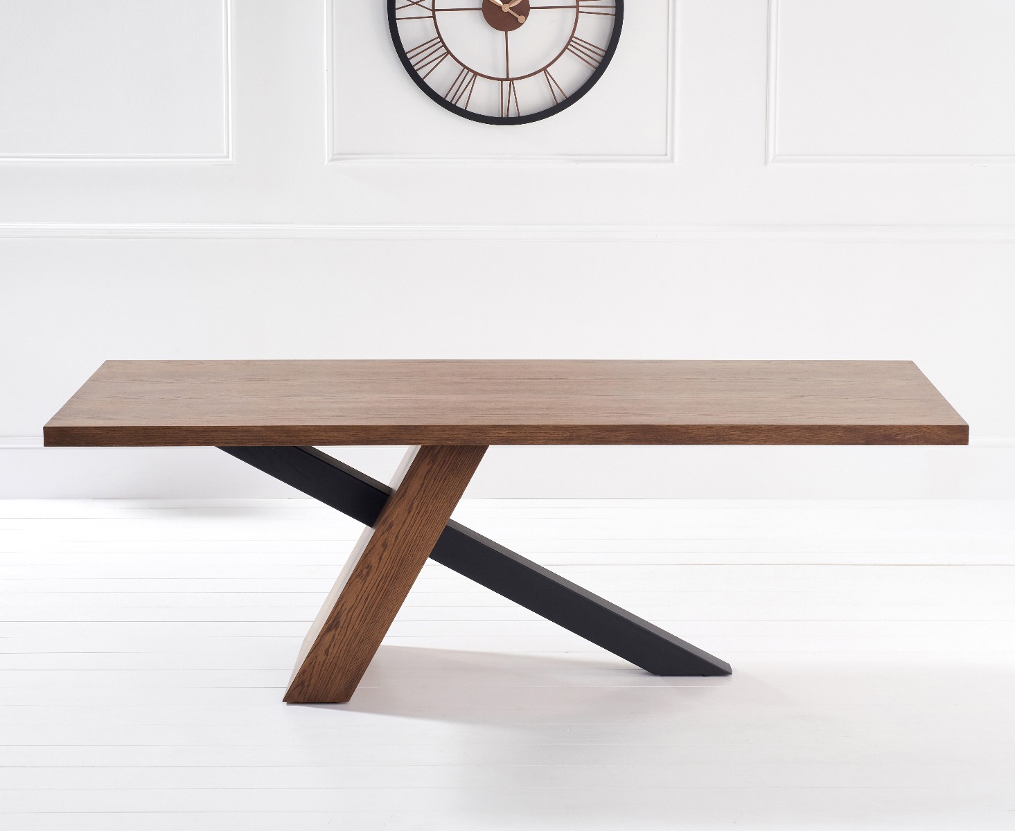 Product photograph of Chateau 180cm Oak And Metal Black Leg Industrial Dining Table from Oak Furniture Superstore