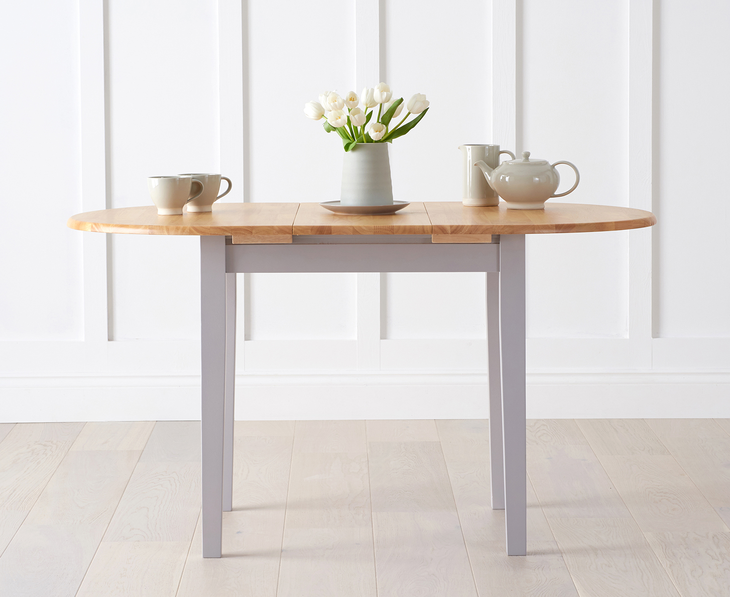 Product photograph of Extending Amalfi Oak And Grey Painted Dining Table from Oak Furniture Superstore