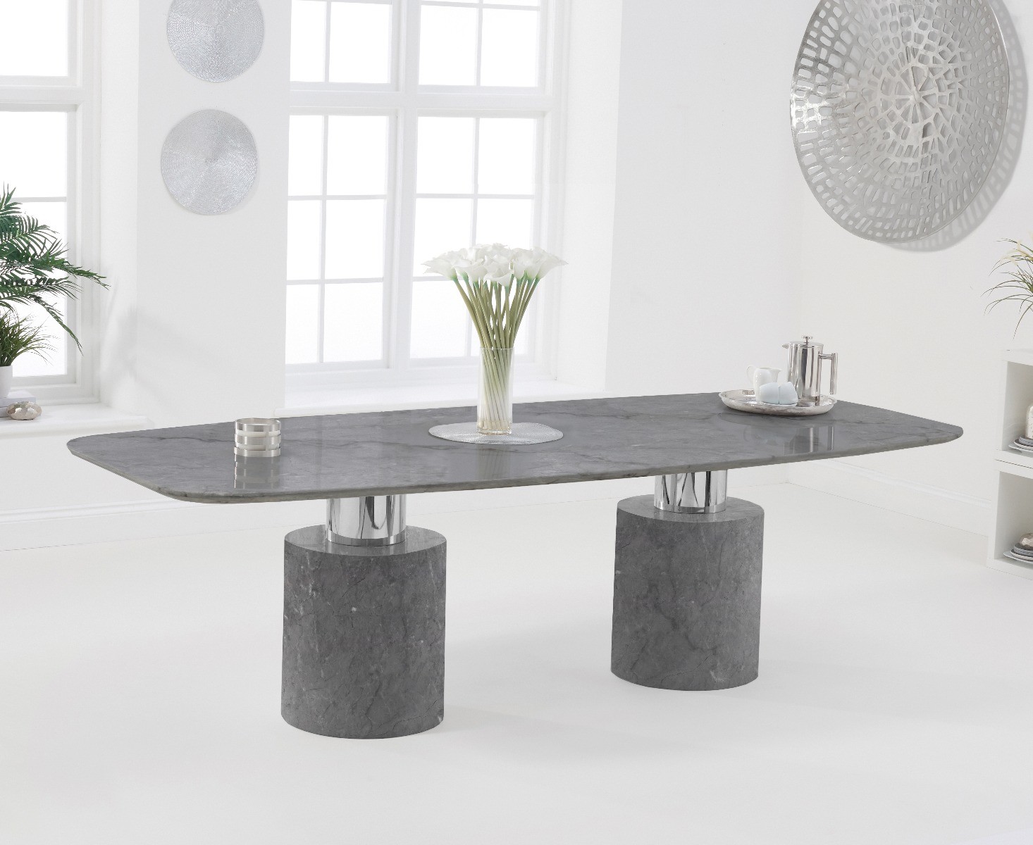 Antonio 260cm Grey Marble Dining Table