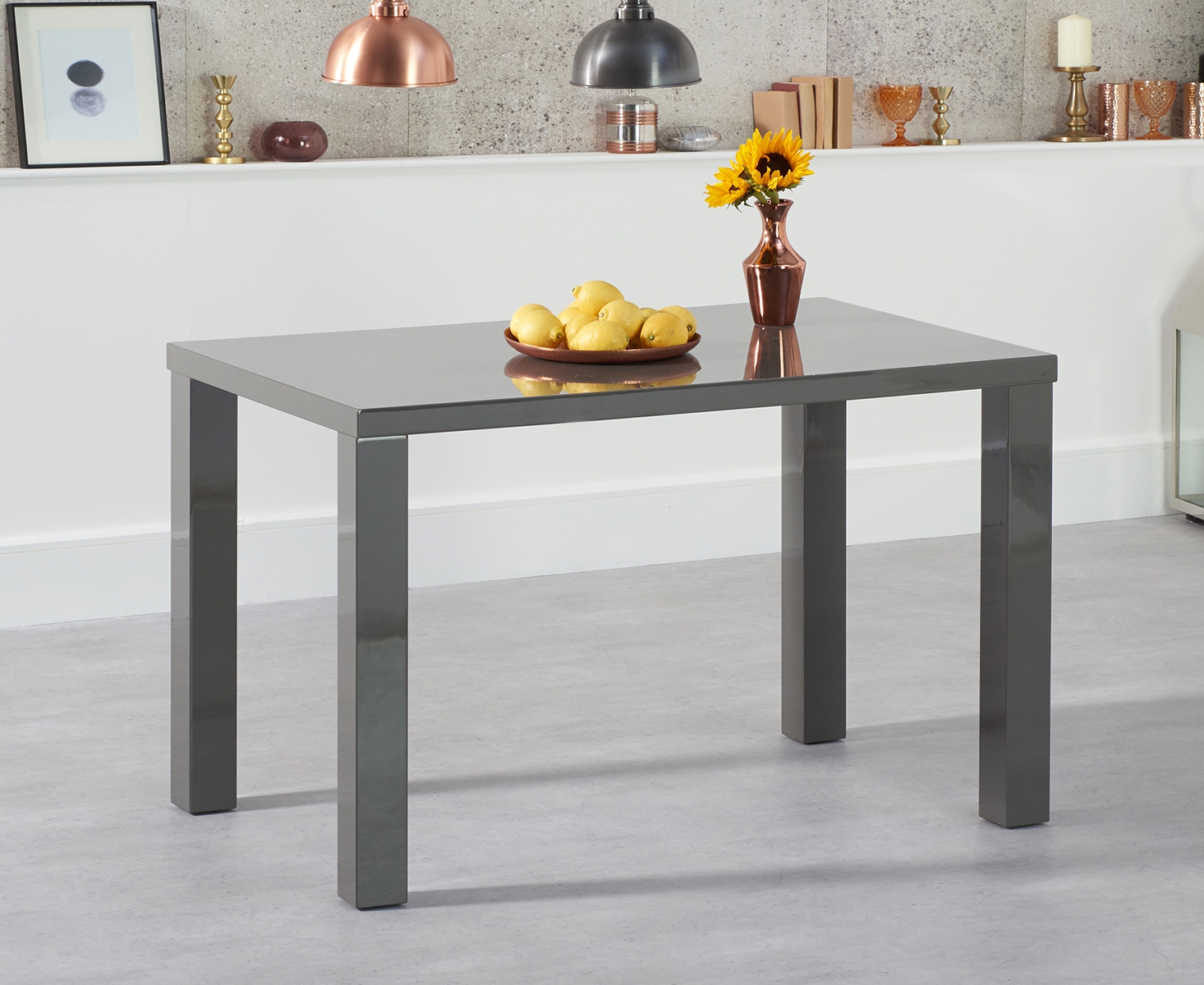 Product photograph of Atlanta 120cm Dark Grey High Gloss Dining Table from Oak Furniture Superstore