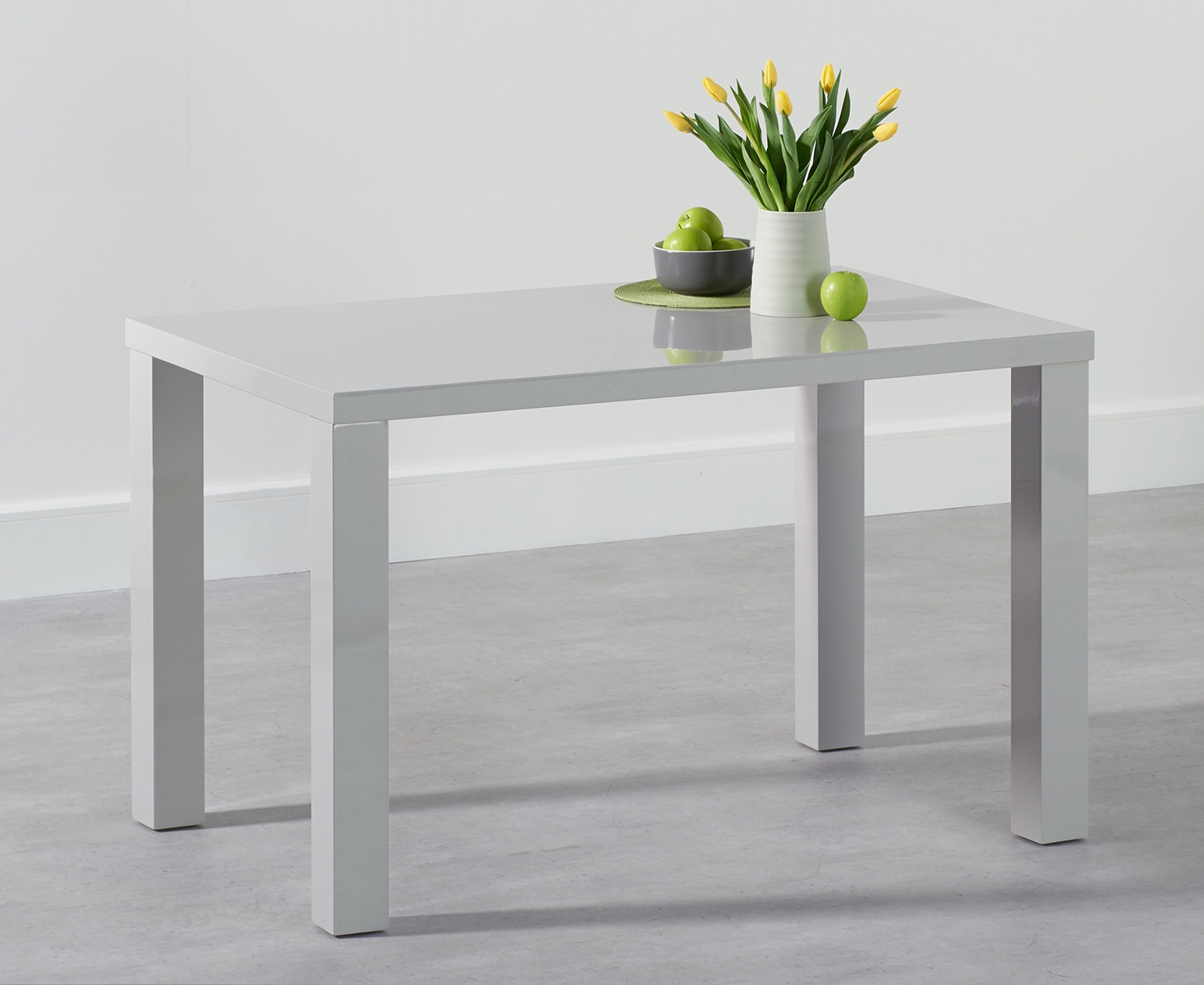 Product photograph of Seattle 120cm Light Grey High Gloss Dining Table from Oak Furniture Superstore