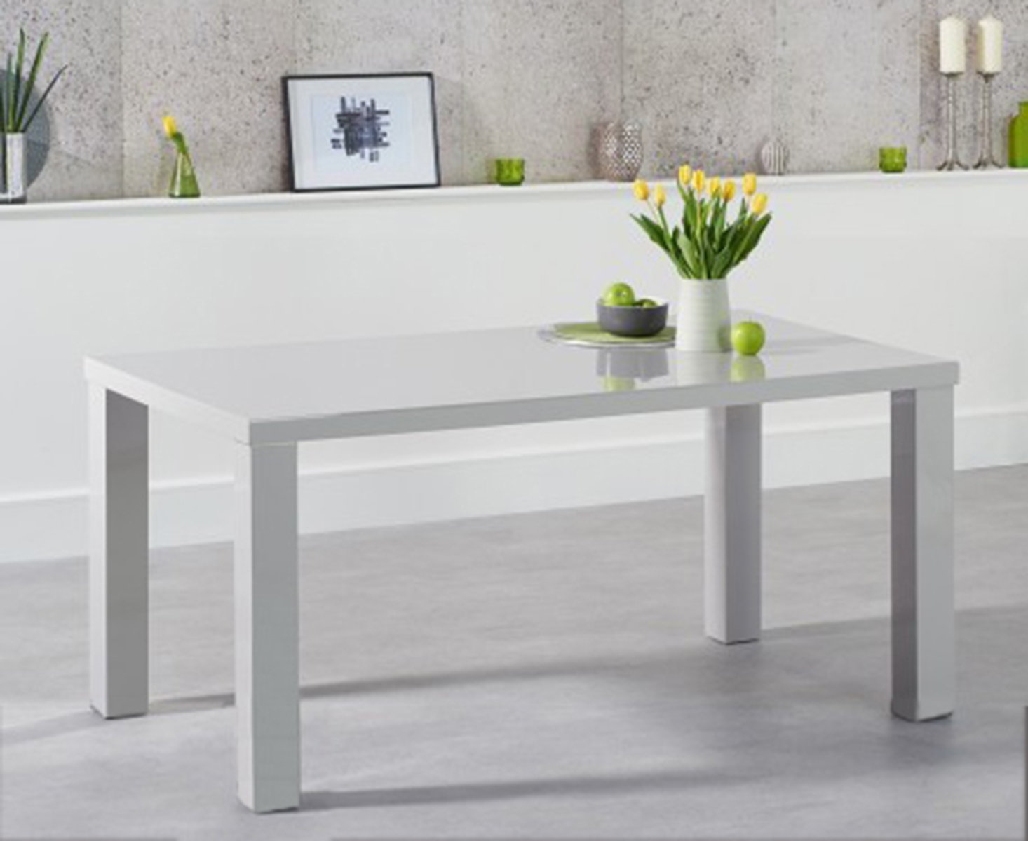 Product photograph of Atlanta 160cm Light Grey High Gloss Dining Table from Oak Furniture Superstore
