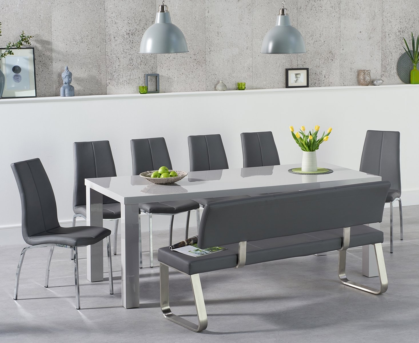 Light grey high gloss dining table sale