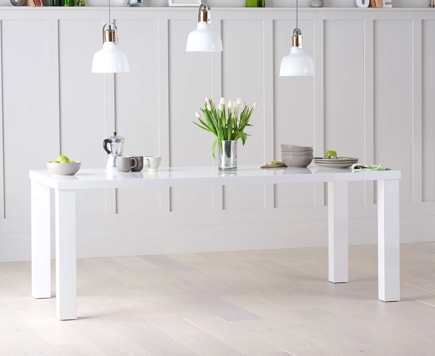 Product photograph of Seattle 200cm White High Gloss Dining Table from Oak Furniture Superstore
