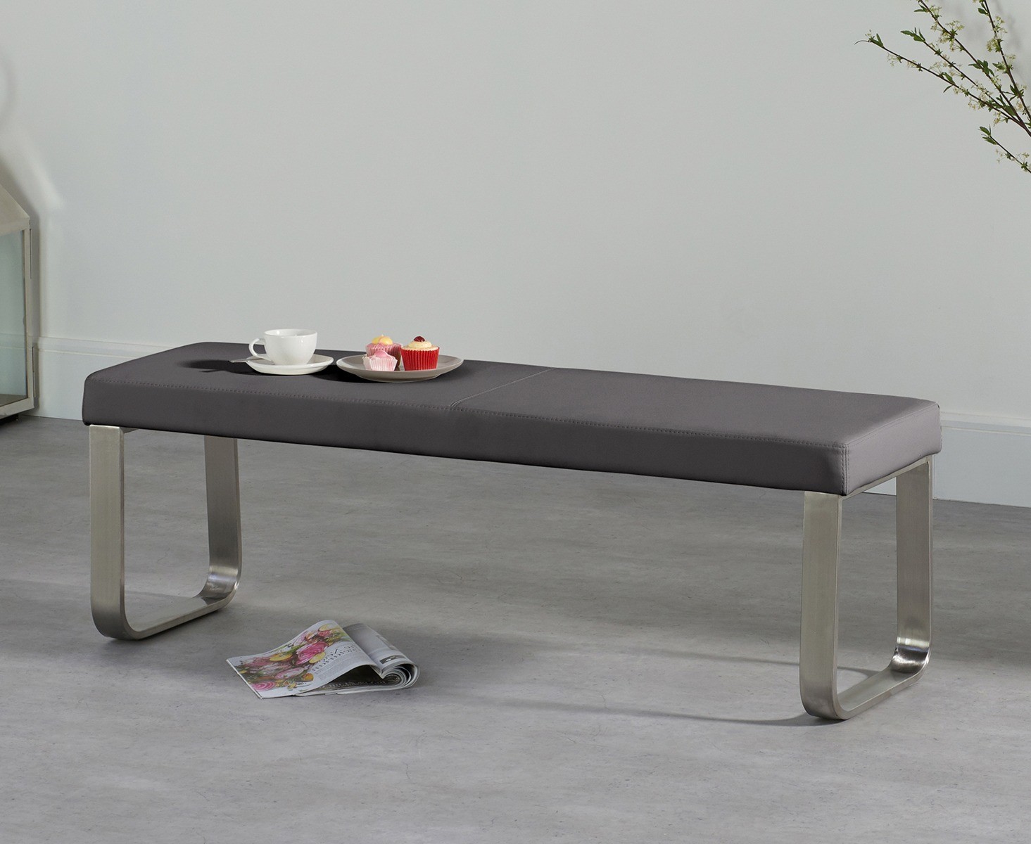 Product photograph of Austin Medium Grey Bench from Oak Furniture Superstore