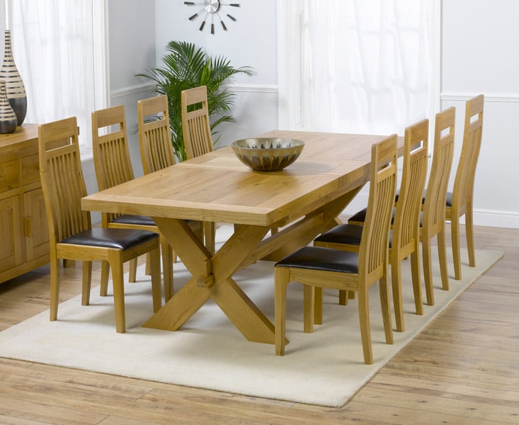 Bordeaux 200cm Solid Oak Extending Dining Table With 8 Brown Monaco Chairs