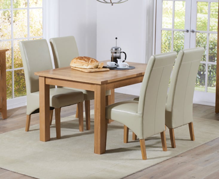 Product photograph of Cheadle 130cm Oak Extending Dining Table With 6 Grey Cannes Chairs from Oak Furniture Superstore