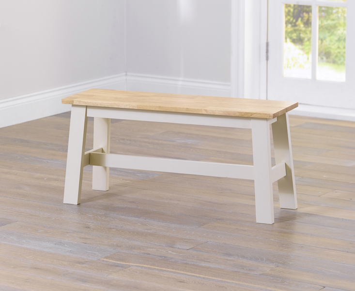 Product photograph of Chiltern Oak And Cream Bench from Oak Furniture Superstore