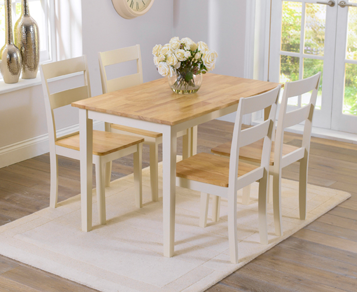 Product photograph of Chiltern 114cm Oak And Cream Painted Dining Table And 4 Cream Chairs from Oak Furniture Superstore