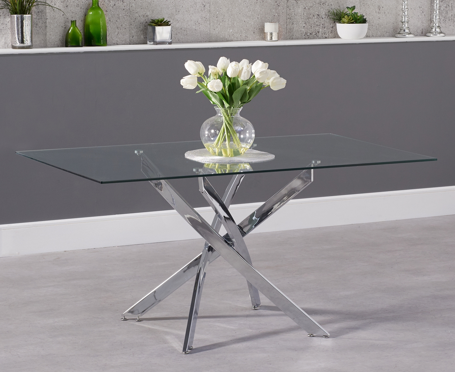 Product photograph of Denver 160cm Rectangular Glass Dining Table from Oak Furniture Superstore
