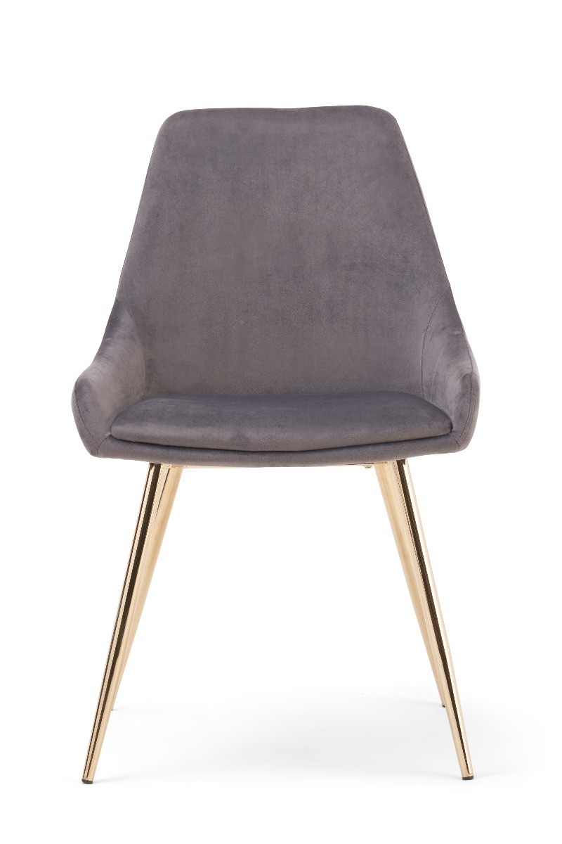 Product photograph of Lola Grey Velvet Dining Chairs from Oak Furniture Superstore