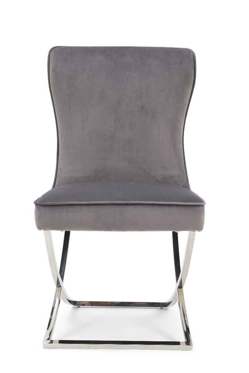 Product photograph of Giovanni Grey Velvet Dining Chairs from Oak Furniture Superstore
