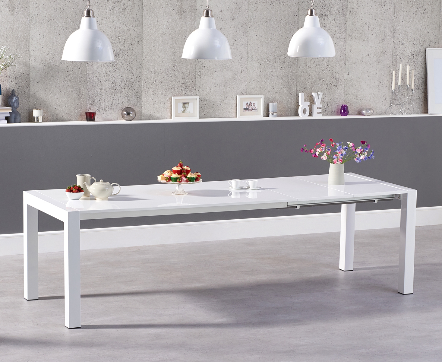Product photograph of Extending Cleveland White High Gloss Dining Table from Oak Furniture Superstore