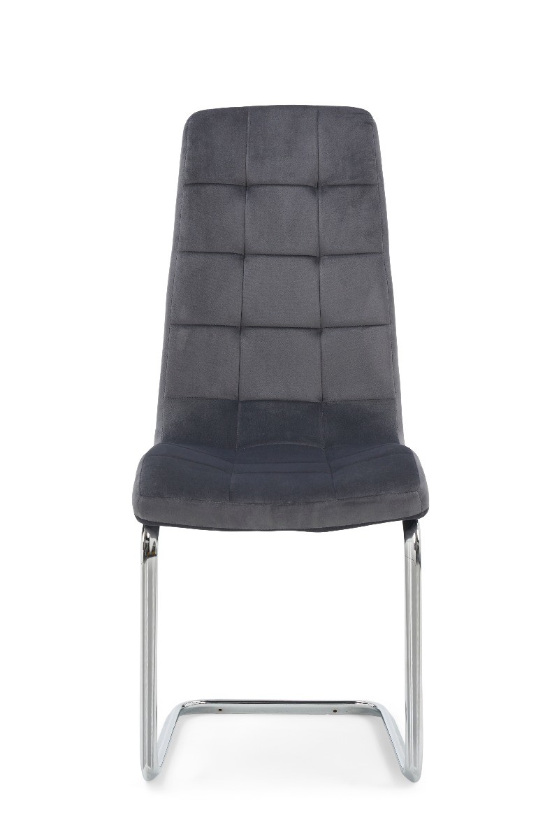 Product photograph of Vigo Grey Velvet Dining Chairs from Oak Furniture Superstore