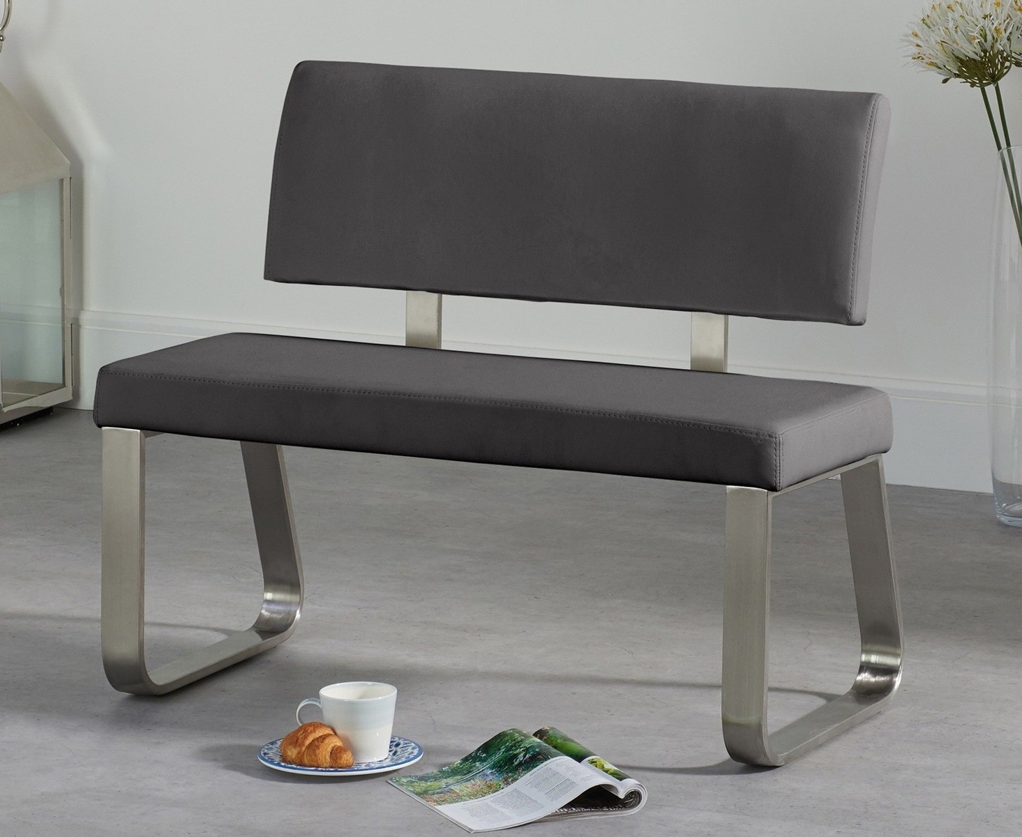 Product photograph of Malaga Small Grey Bench from Oak Furniture Superstore