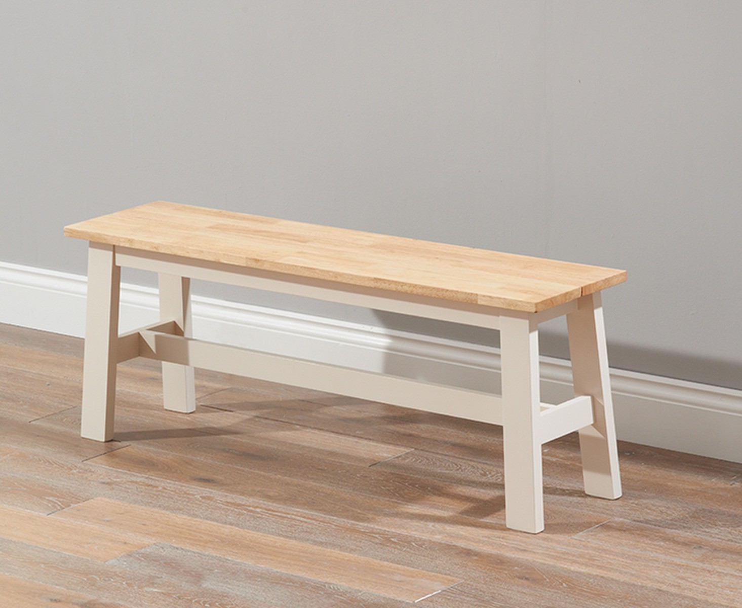Product photograph of Chiltern Large Cream And Oak Bench from Oak Furniture Superstore