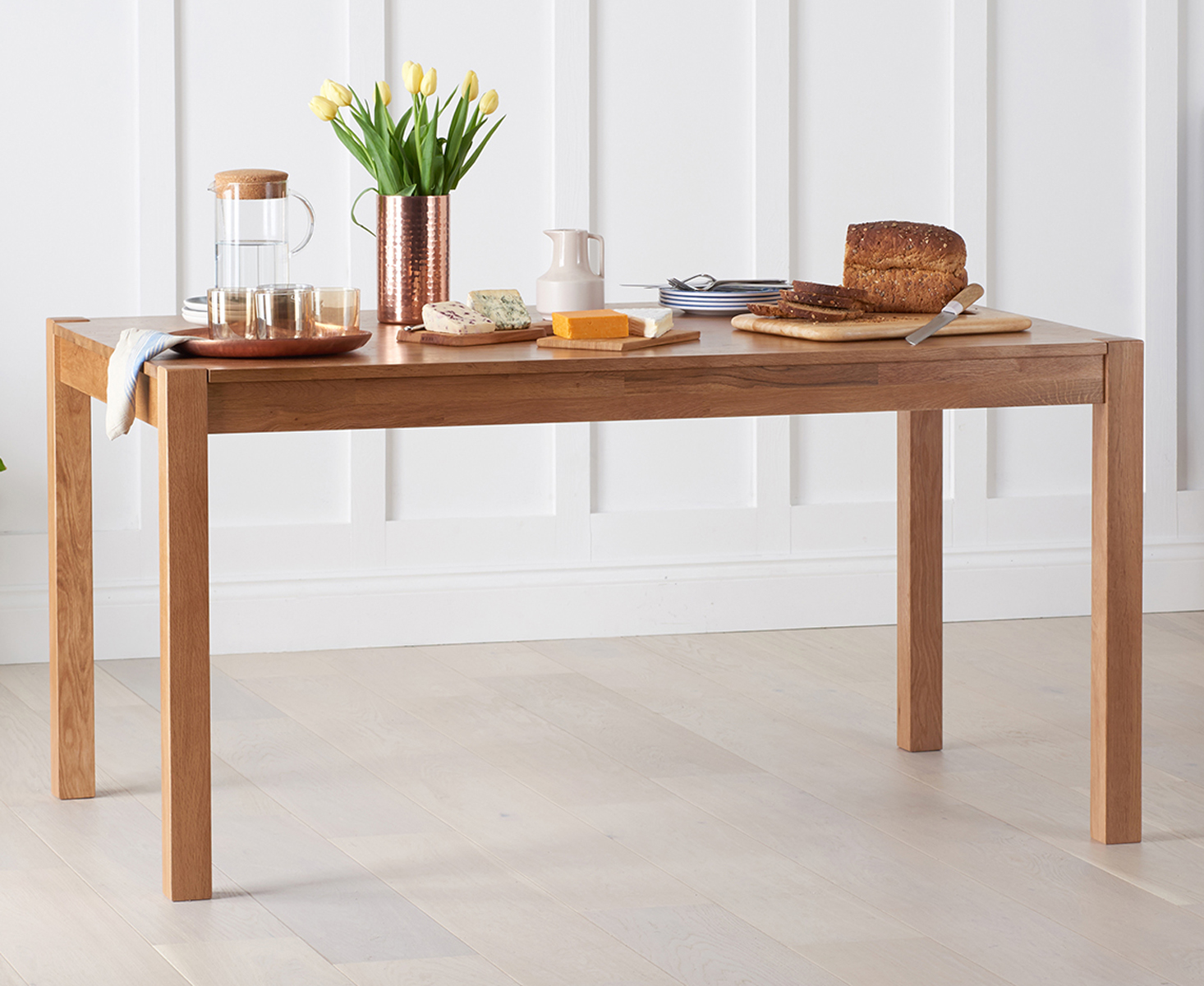 Product photograph of Oxford Solid Oak 150cm Dining Table from Oak Furniture Superstore