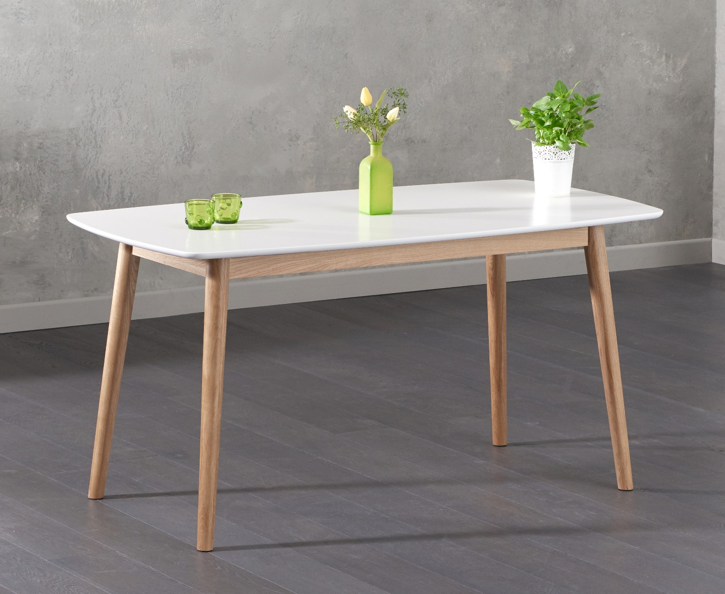 Product photograph of Nordic 150cm Oak And White Dining Table from Oak Furniture Superstore