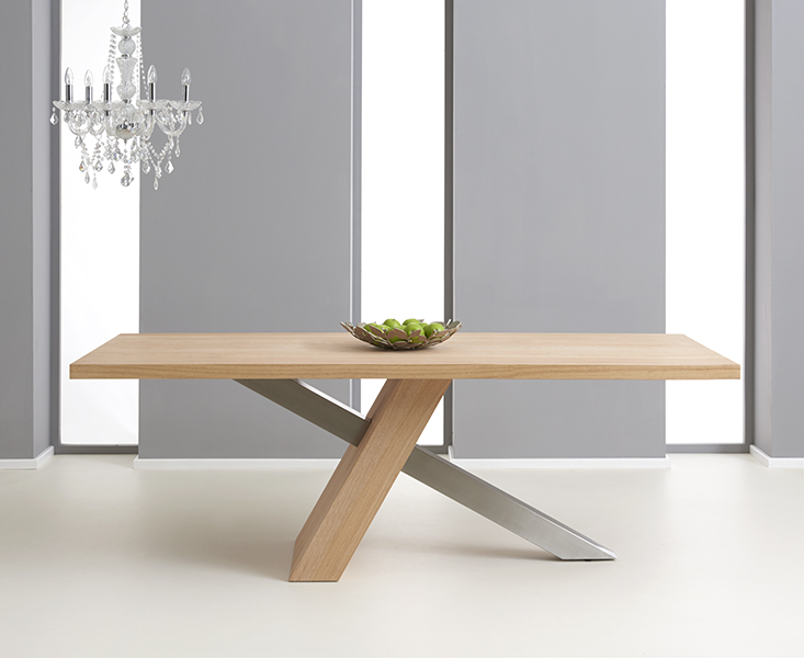 Product photograph of Chateau 180cm Oak And Metal Industrial Dining Table from Oak Furniture Superstore