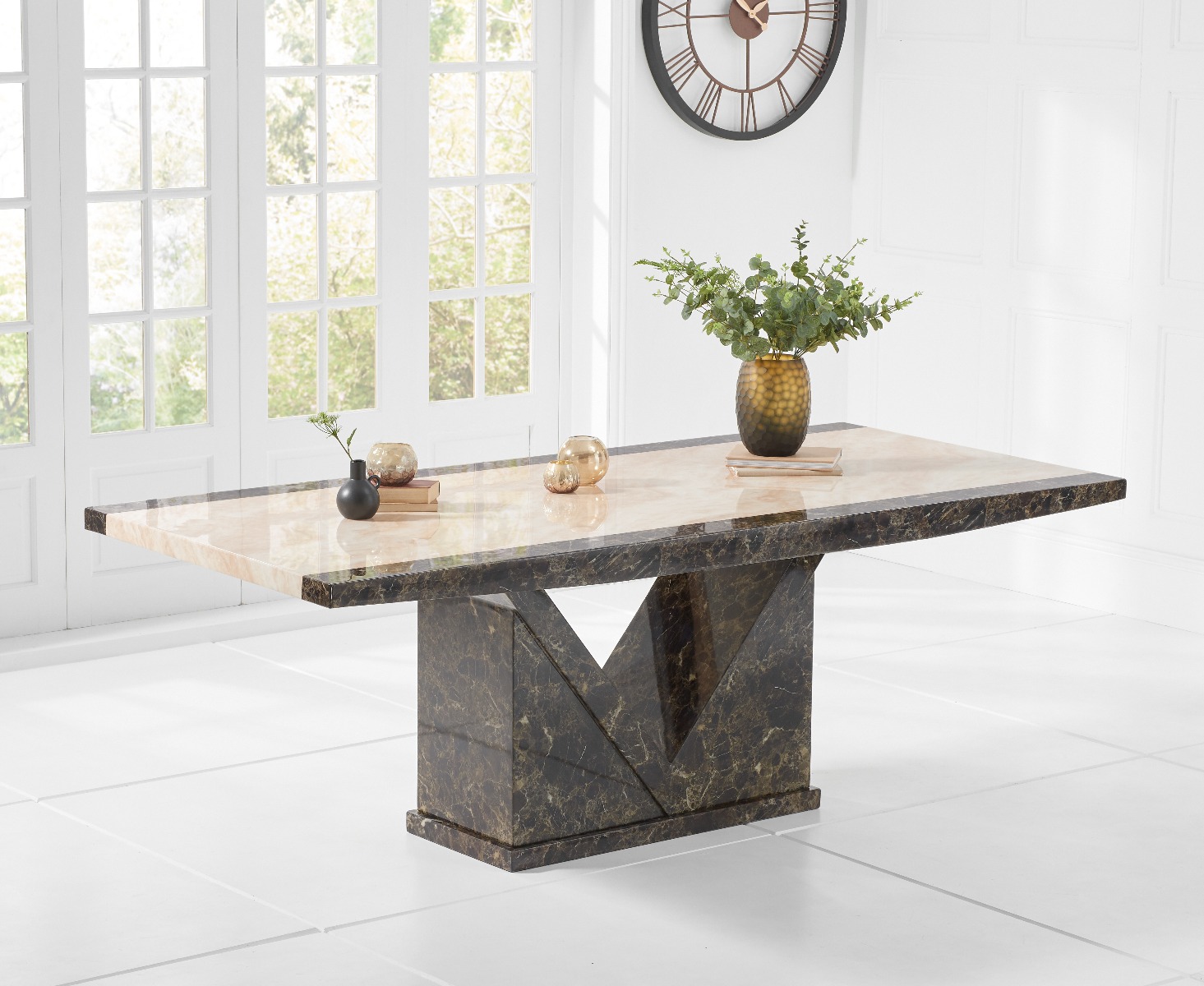 Product photograph of Tenore 220cm Extra Large Marble Effect Dining Table from Oak Furniture Superstore