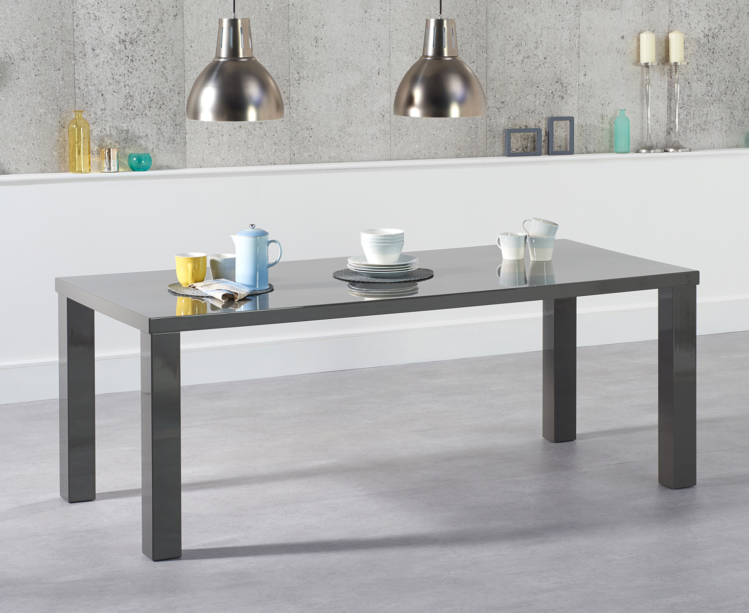 Product photograph of Atlanta 200cm Dark Grey High Gloss Dining Table from Oak Furniture Superstore