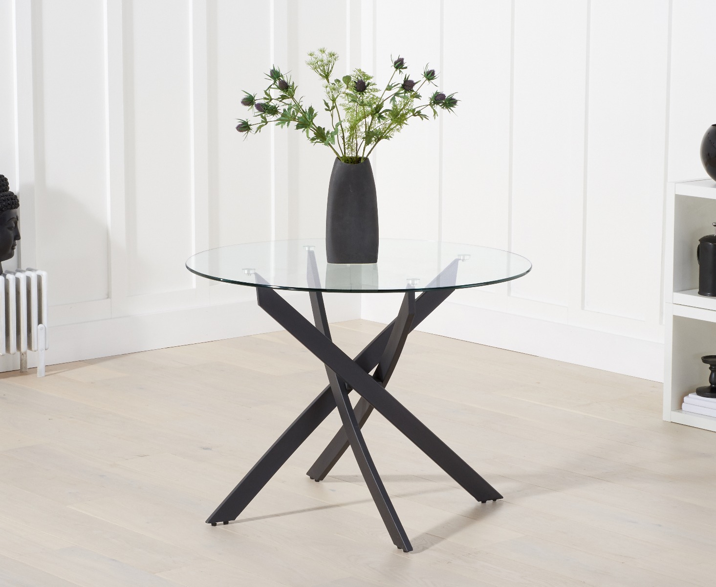 Product photograph of Mara 100cm Round Glass Dining Table from Oak Furniture Superstore
