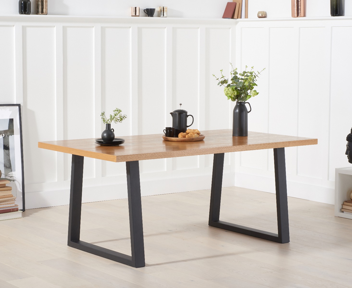 Product photograph of Urban 180cm Ash And Veneer Industrial Dining Table from Oak Furniture Superstore