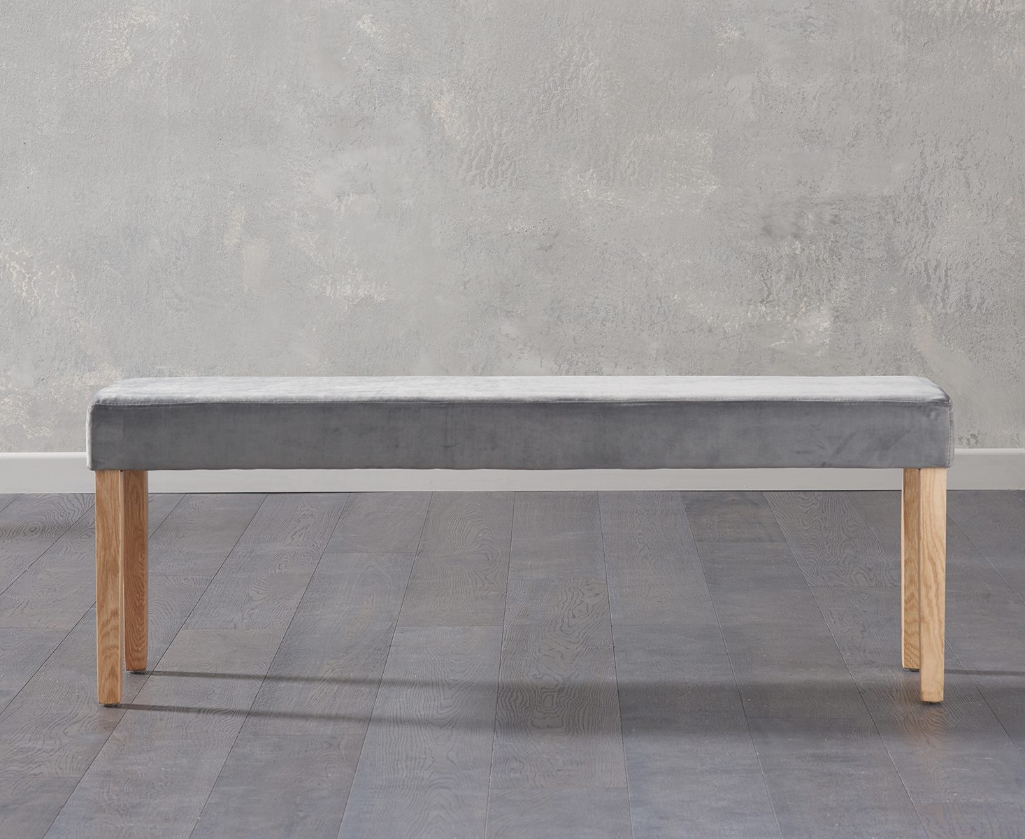 Product photograph of Lila Large Velvet Grey Bench from Oak Furniture Superstore