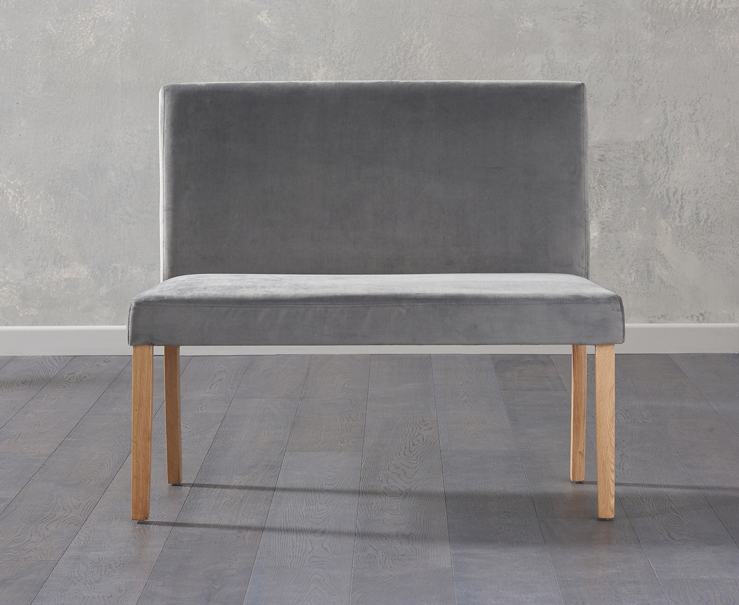Product photograph of Lila Small Grey Velvet Bench With Back from Oak Furniture Superstore
