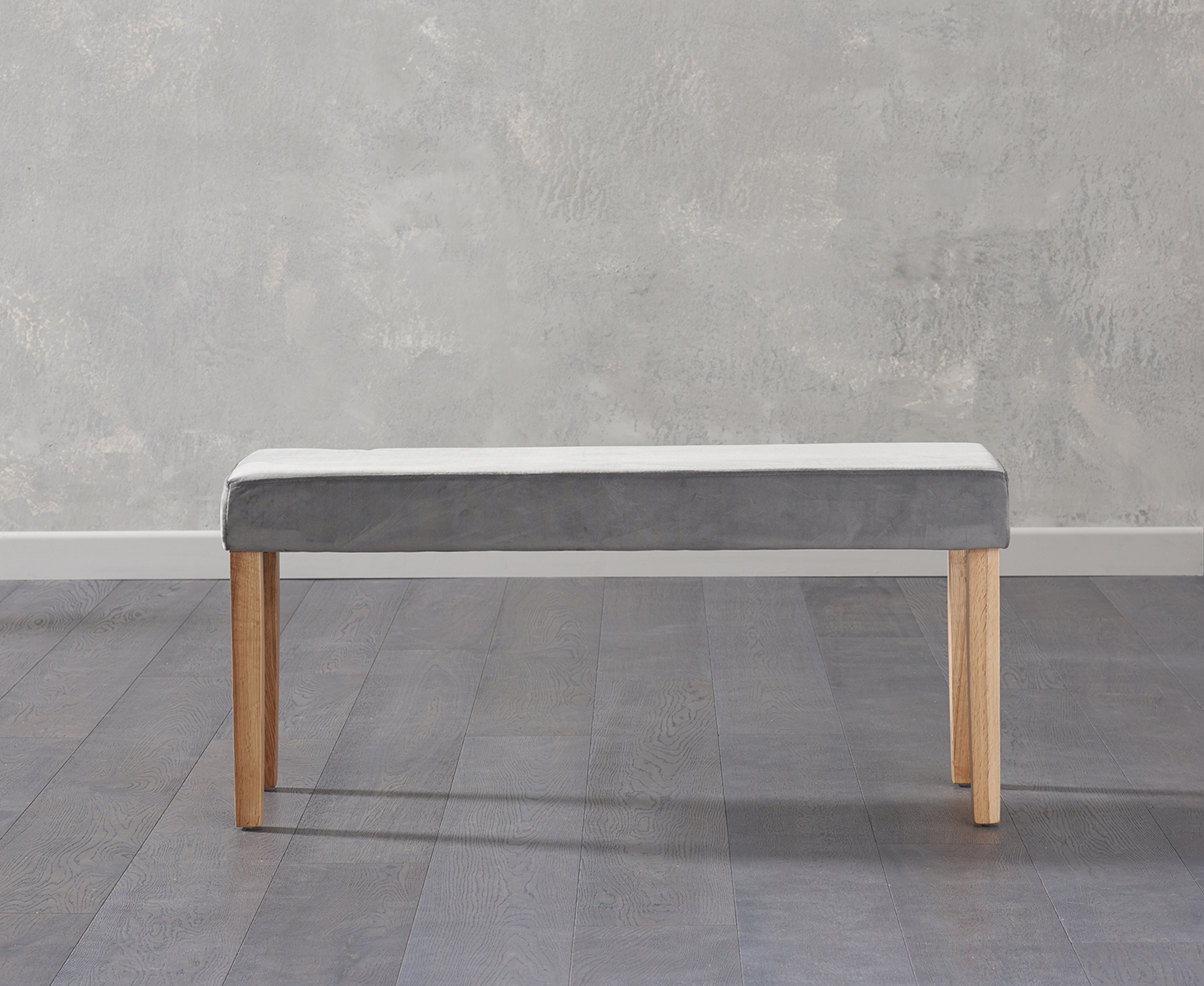 Product photograph of Lila Small Velvet Grey Bench from Oak Furniture Superstore